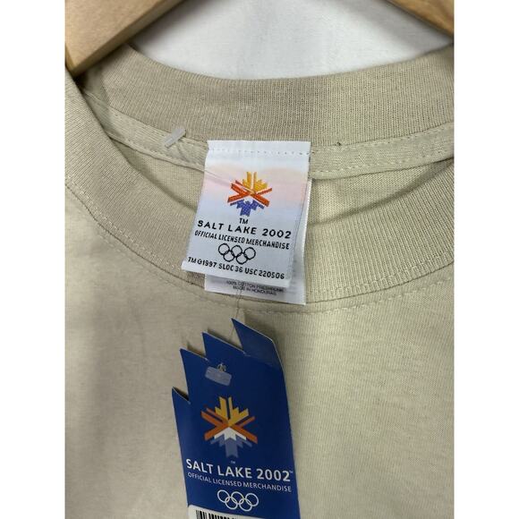 Vintage 2002 Salt Lake City Olympics Winter Games Men's T-Shirt Size XL -beige - Picture 2 of 9